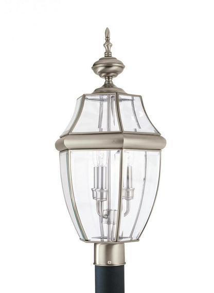 Generation Lighting Lancaster Three Light Outdoor Post Lantern Antique Brushed Nickel