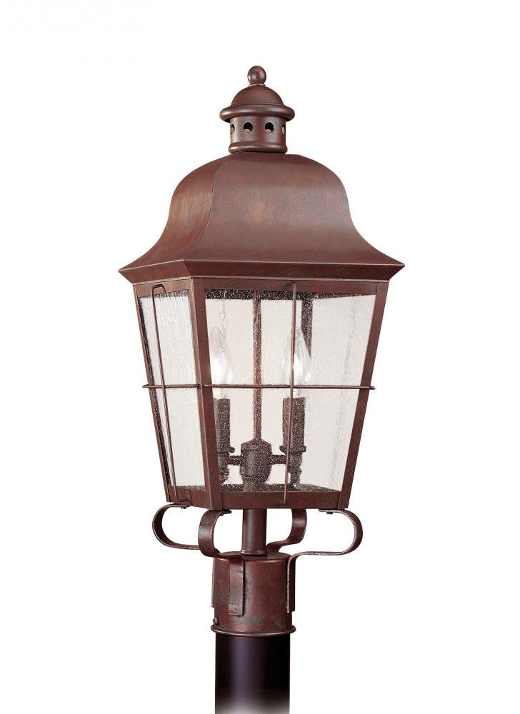 Generation Lighting Chatham Two Light Outdoor Post Lantern Weathered Copper