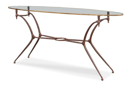 Maitland-Smith 1940S French Long Oval Console Table in Gold