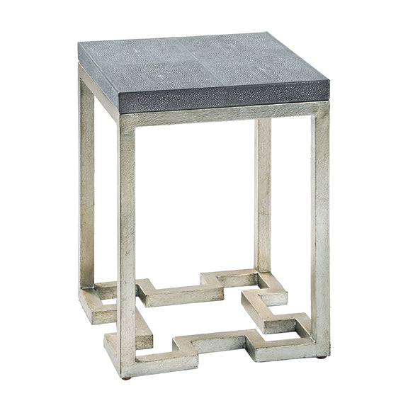 Maitland-Smith Geometric Accent Table Silver Leaf, Charcoal Gray