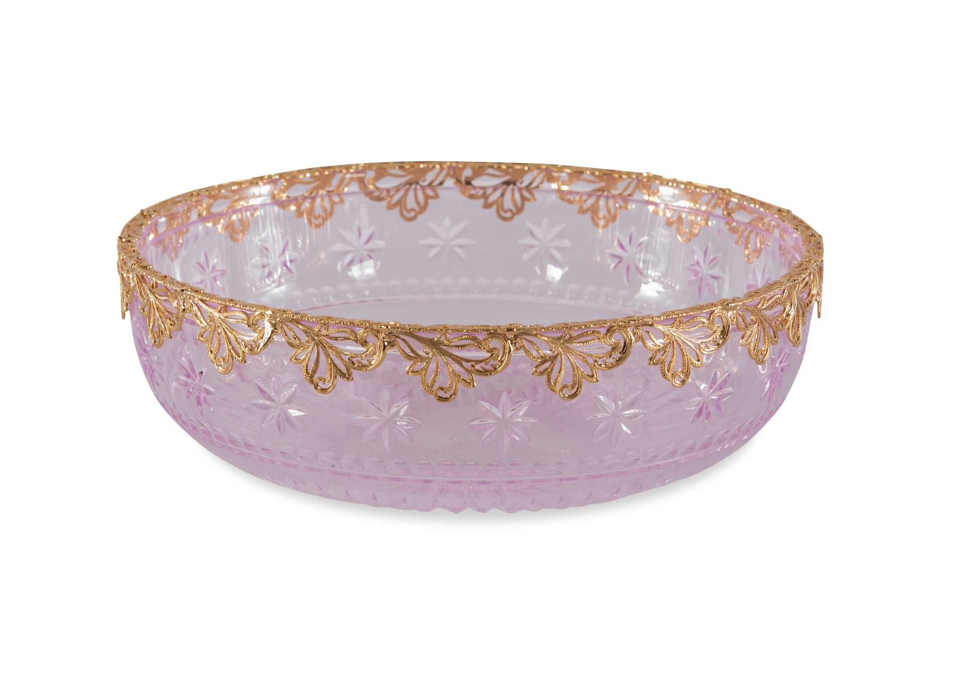 Maitland-Smith Pink Carved Crystal Bowl