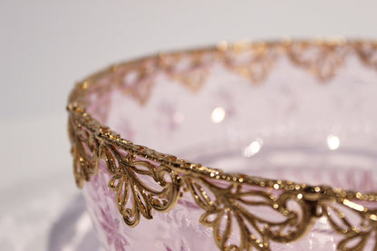 Maitland-Smith Pink Carved Crystal Bowl