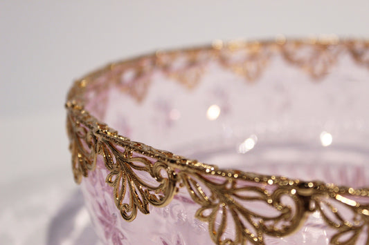 Maitland-Smith Pink Carved Crystal Bowl