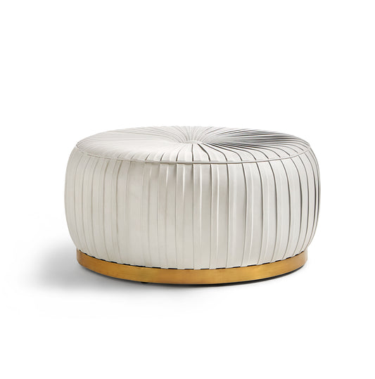 Maitland-Smith Elizabeth Ottoman in White Leather