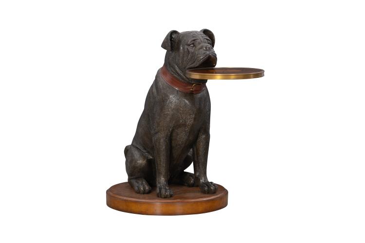 Maitland-Smith Bulldog Accent Table Metallic Brown, Antique Brass Accents