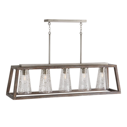 Capital Connor 5-Light Linear Chandelier in Black Wash and Matte Nickel