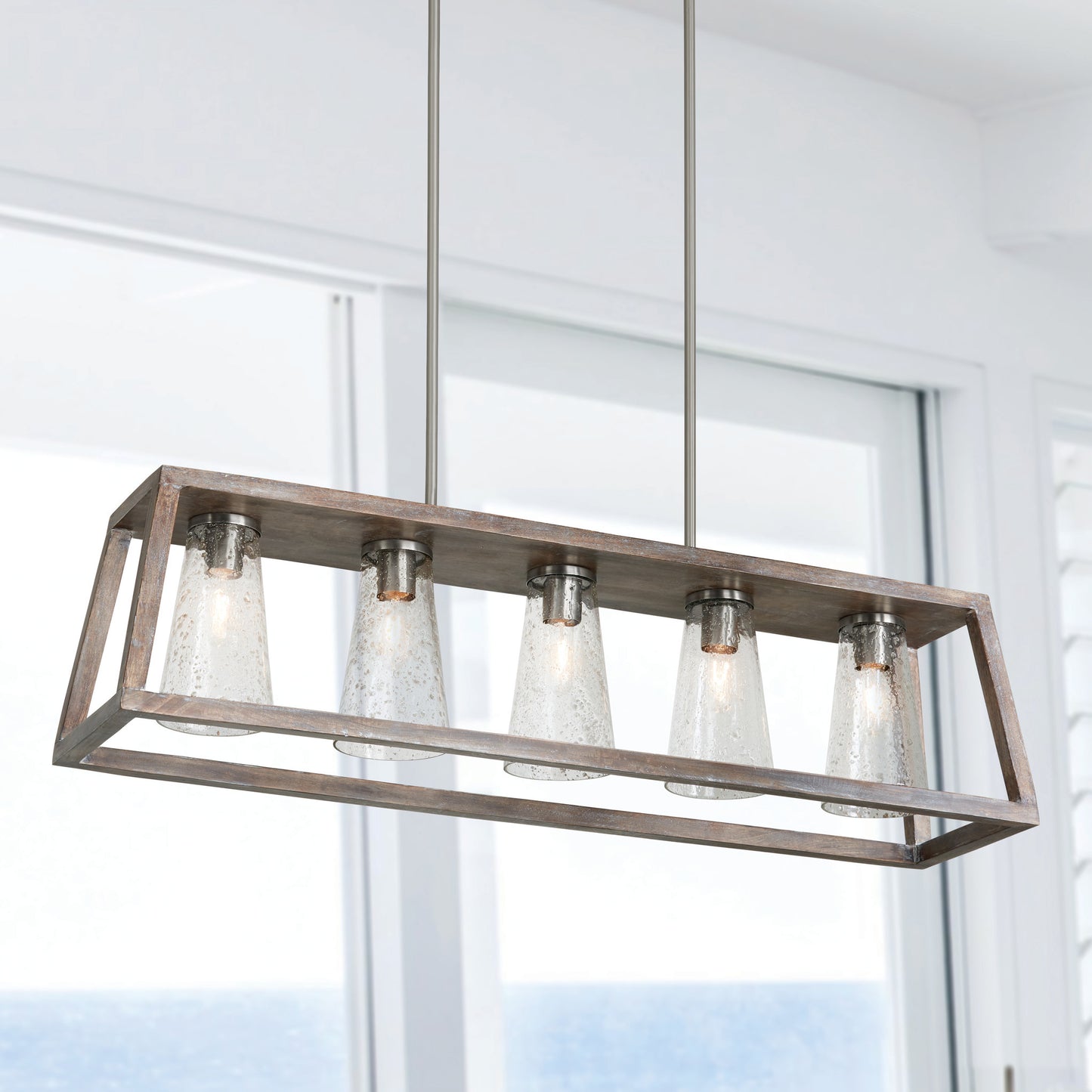 Capital Connor 5-Light Linear Chandelier in Black Wash and Matte Nickel