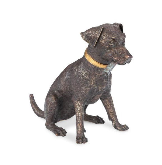 Maitland-Smith Labrador Smoking A Cigar Sculpture Solid cast brass