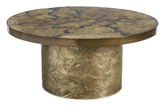 Maitland-Smith Flow Round Base Cocktail Table Antique Brass