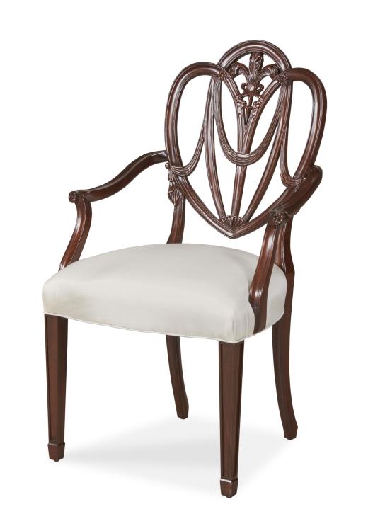 Maitland-Smith Heart Arm Chair Pearl Polished Mahogany