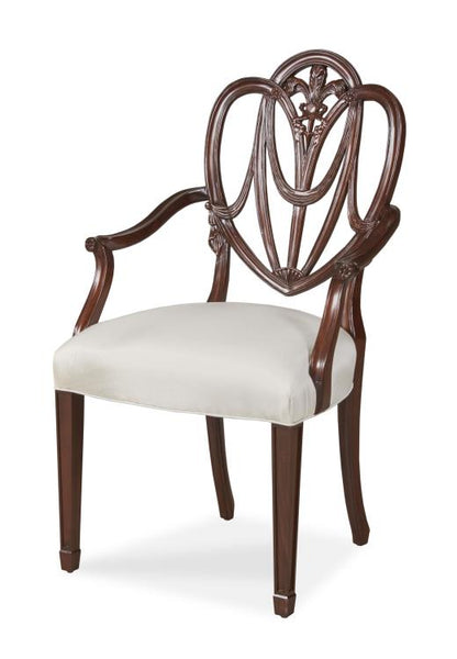 Maitland-Smith Heart Arm Chair Pearl Polished Mahogany