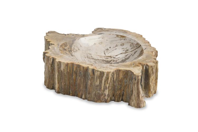 Maitland-Smith Brown Petrified Bowl Petrified Wood