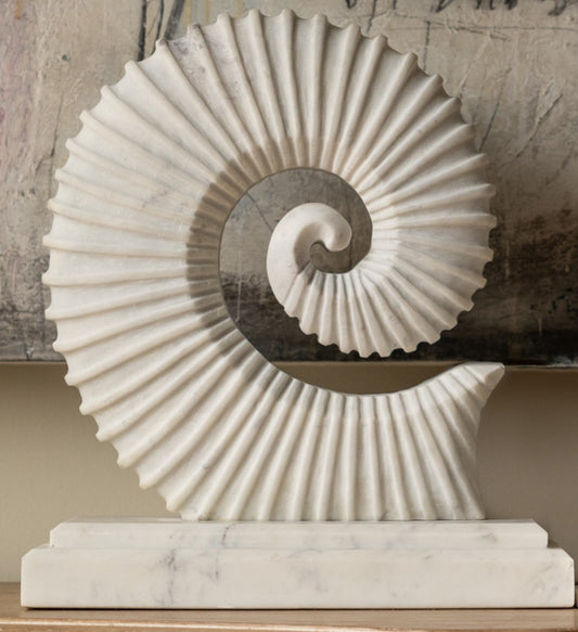Maitland-Smith Large Fossil Dhrangadhra Marble in White