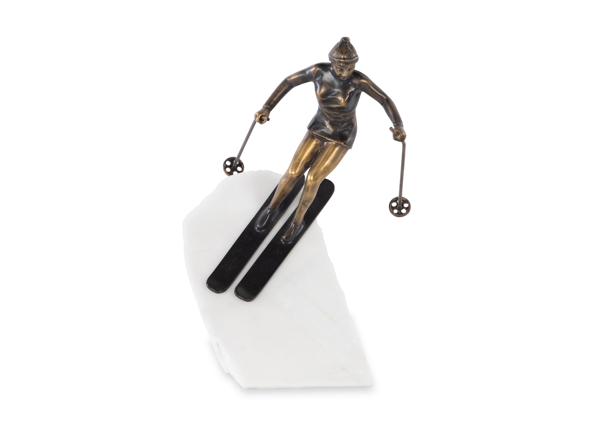 Maitland-Smith Skier Sculpture White Marble