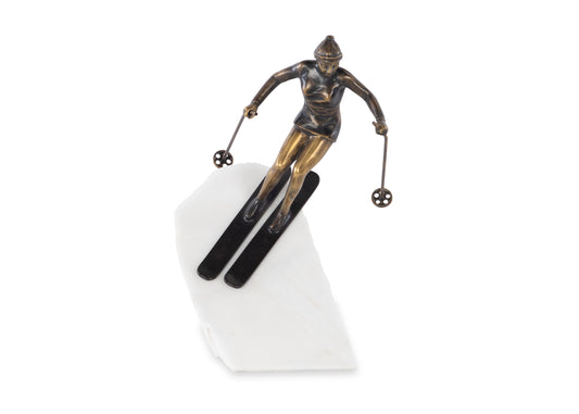 Maitland-Smith Skier Sculpture White Marble
