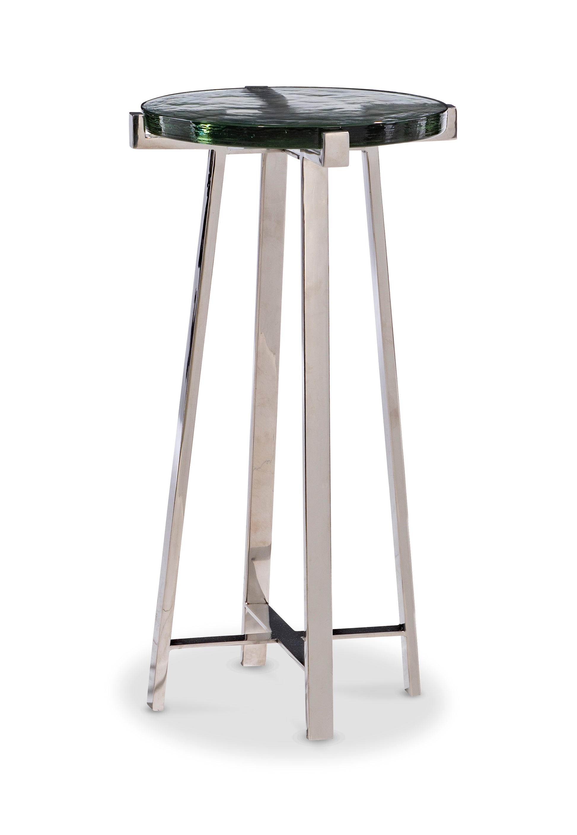 Maitland-Smith Dex Spot Table Slump Glass and Polished Nickel