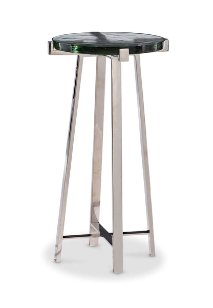 Maitland-Smith Dex Spot Table Slump Glass and Polished Nickel