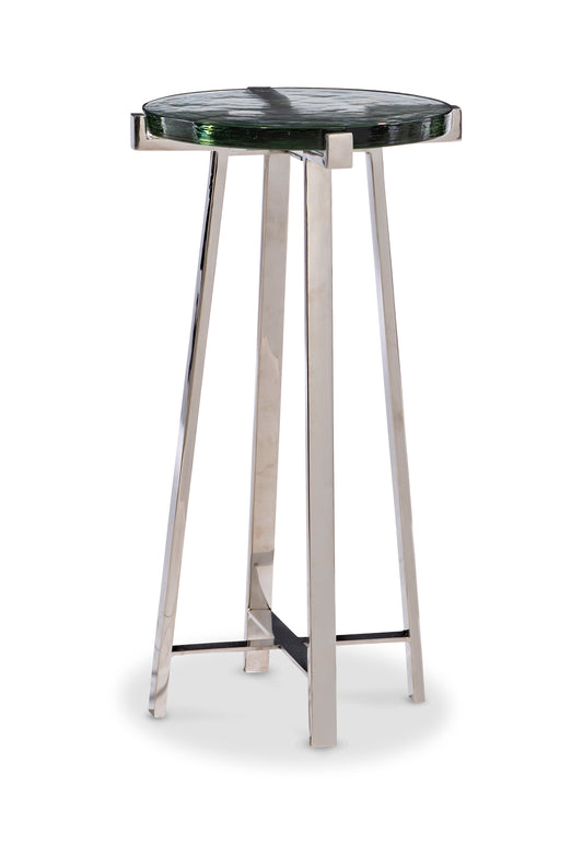 Maitland-Smith Dex Spot Table Slump Glass and Polished Nickel