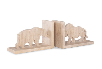 Maitland-Smith Bull/Bear Bookend White