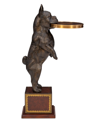Maitland-Smith French Bulldog Accent Table in Antique Brass