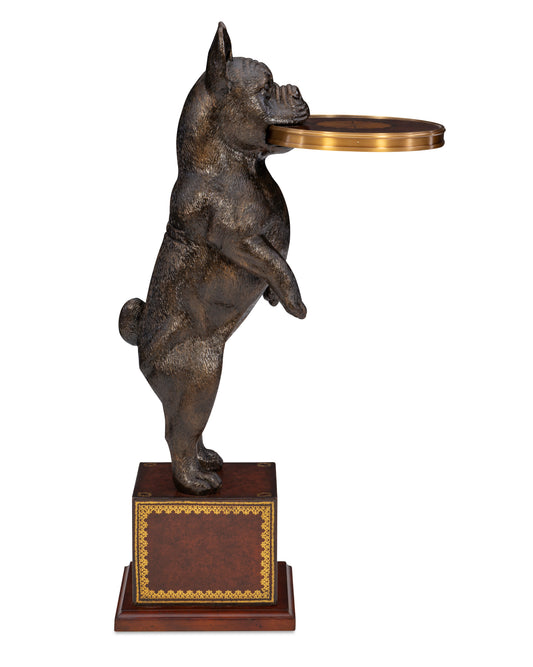 Maitland-Smith French Bulldog Accent Table in Antique Brass