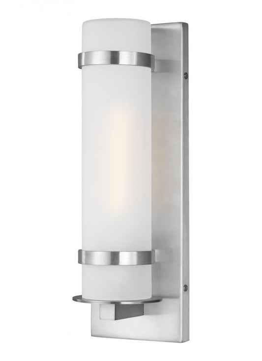 Generation Lighting Alban Small One Light Outdoor Wall Lantern Satin Aluminum
