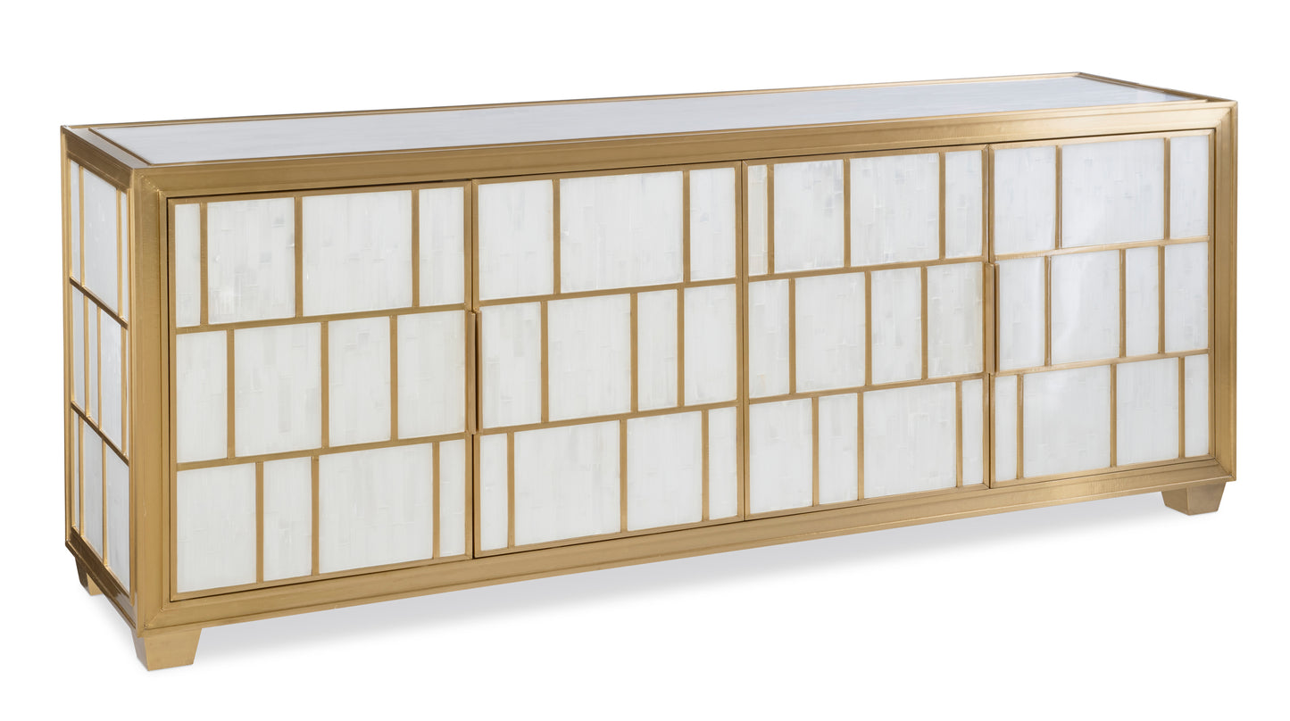 Maitland-Smith Selenite Credenza in Brass