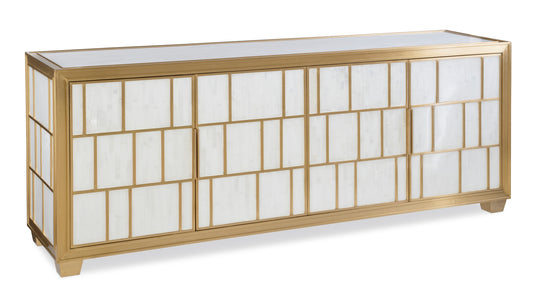 Maitland-Smith Selenite Credenza in Brass