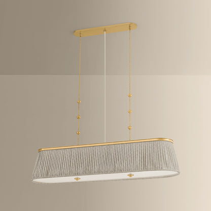 Hudson Valley Valeria 3-Light Linear Pendant Aged Brass detail view 1