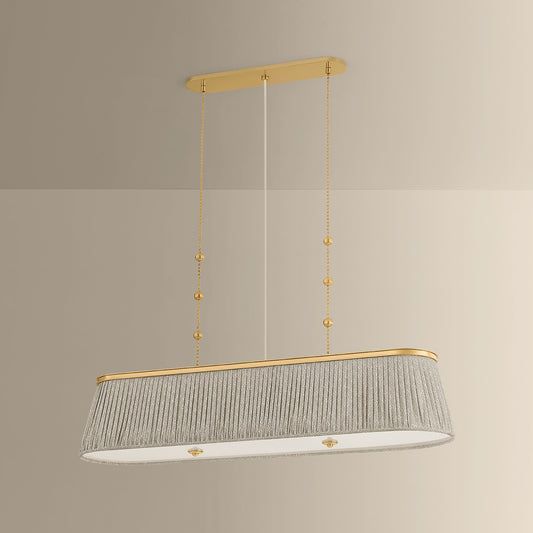 Hudson Valley Valeria 3-Light Linear Pendant Aged Brass detail view 1