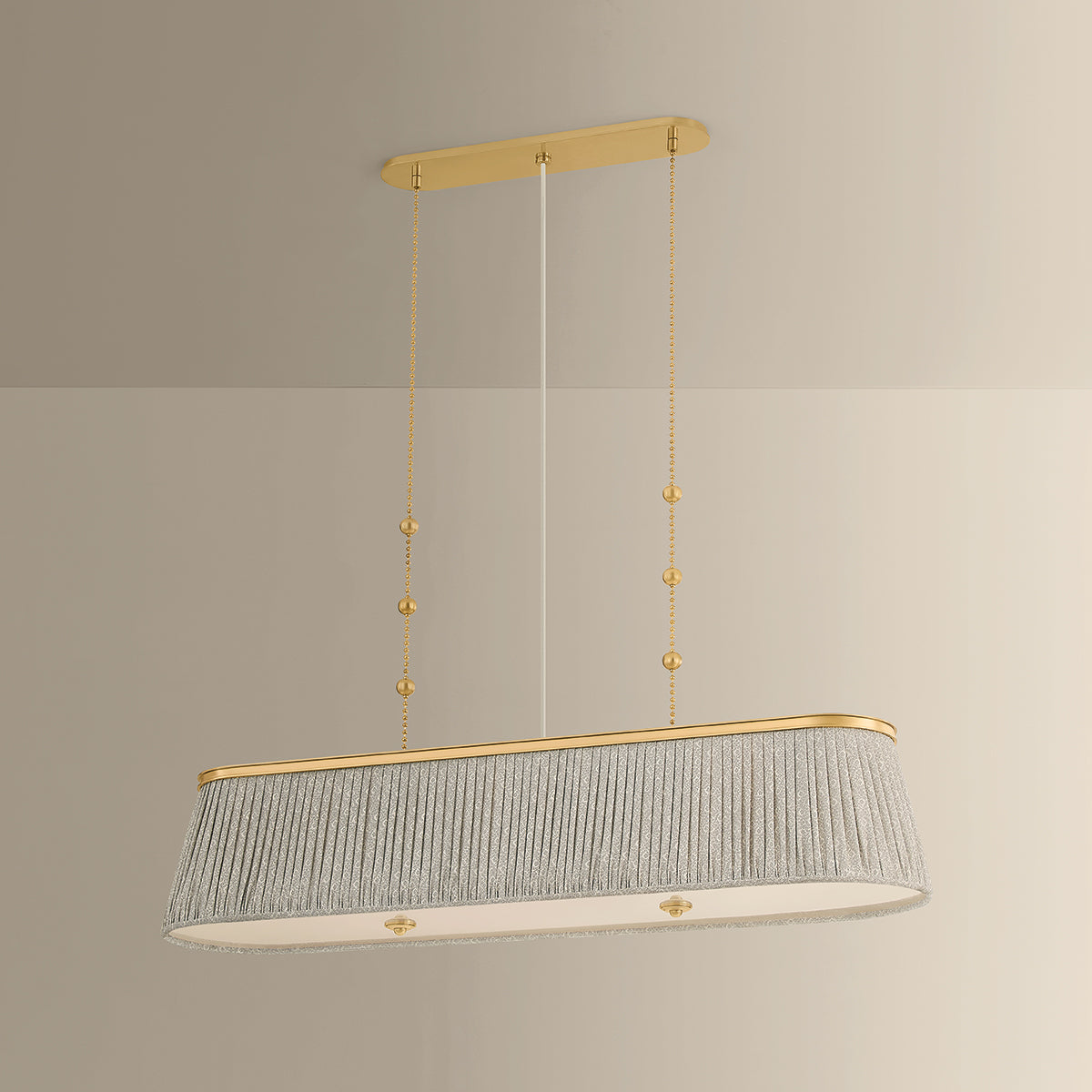 Hudson Valley Valeria 3-Light Linear Pendant Aged Brass detail view 2