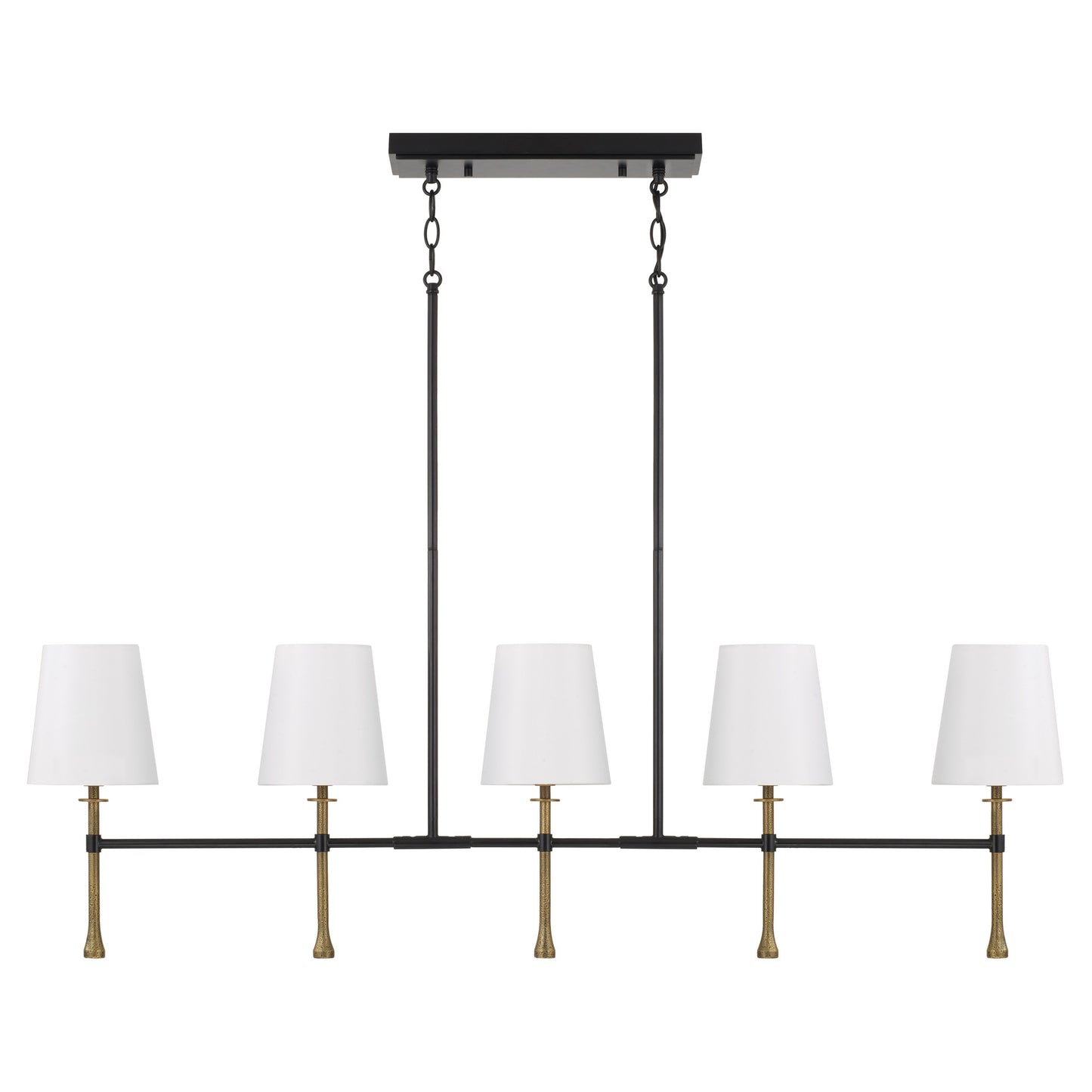 Capital Hollis Linear Chandelier in Matte Black with Hammered Gold