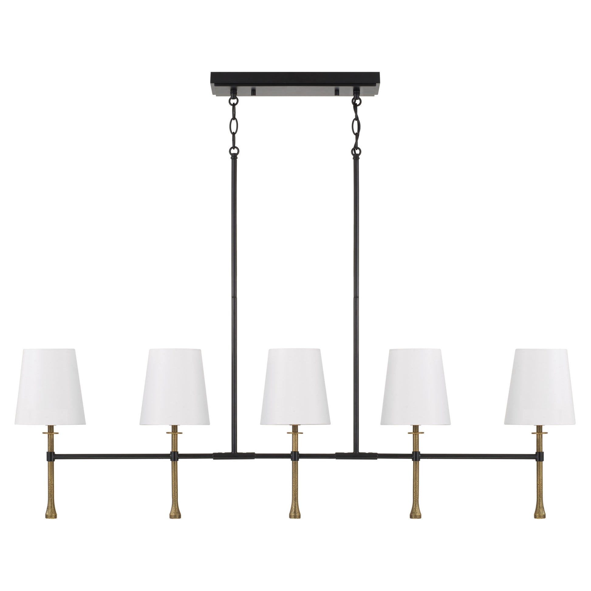 Capital Hollis Linear Chandelier in Matte Black with Hammered Gold