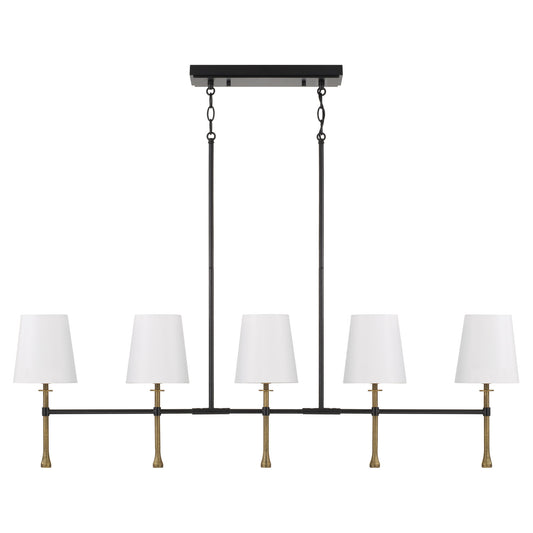 Capital Hollis Linear Chandelier in Matte Black with Hammered Gold
