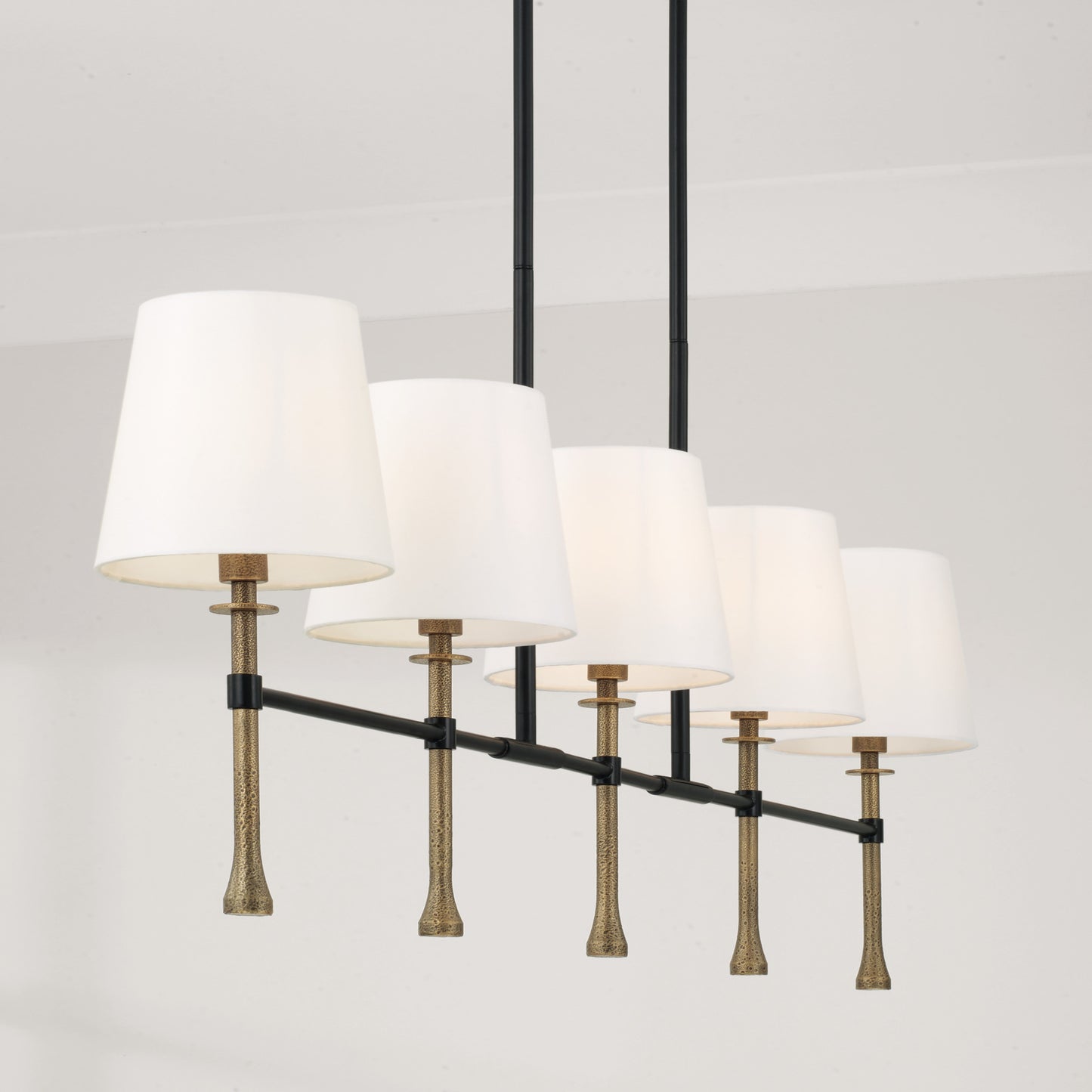 Capital Hollis Linear Chandelier in Matte Black with Hammered Gold