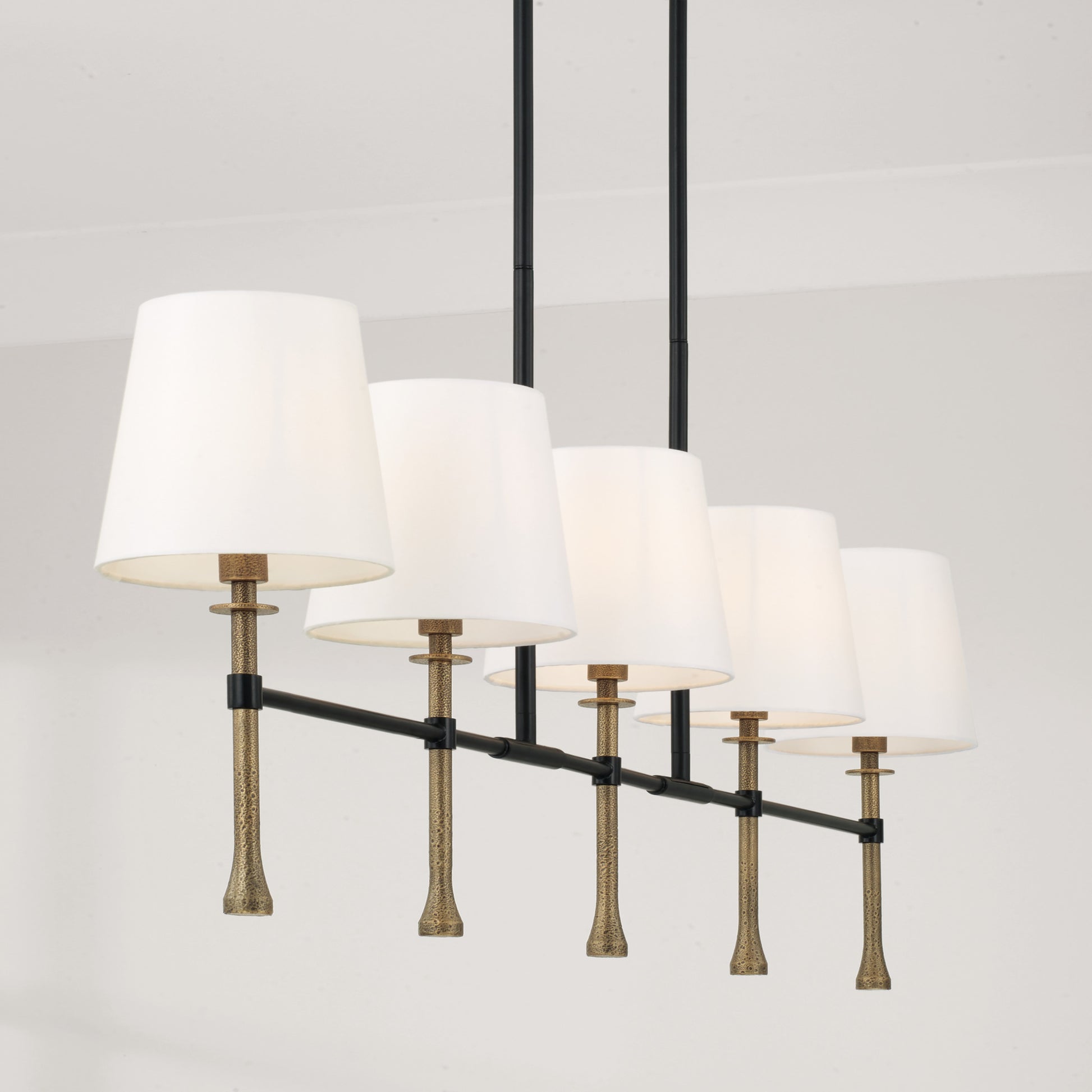 Capital Hollis Linear Chandelier in Matte Black with Hammered Gold