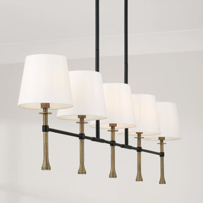 Capital Hollis Linear Chandelier in Matte Black with Hammered Gold