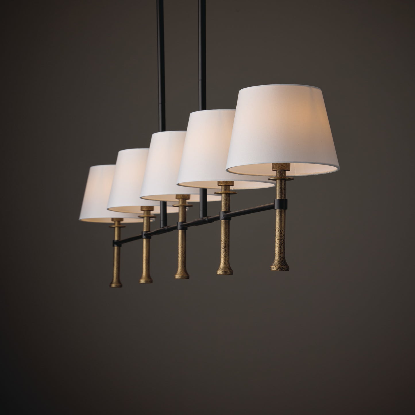 Capital Hollis Linear Chandelier in Matte Black with Hammered Gold