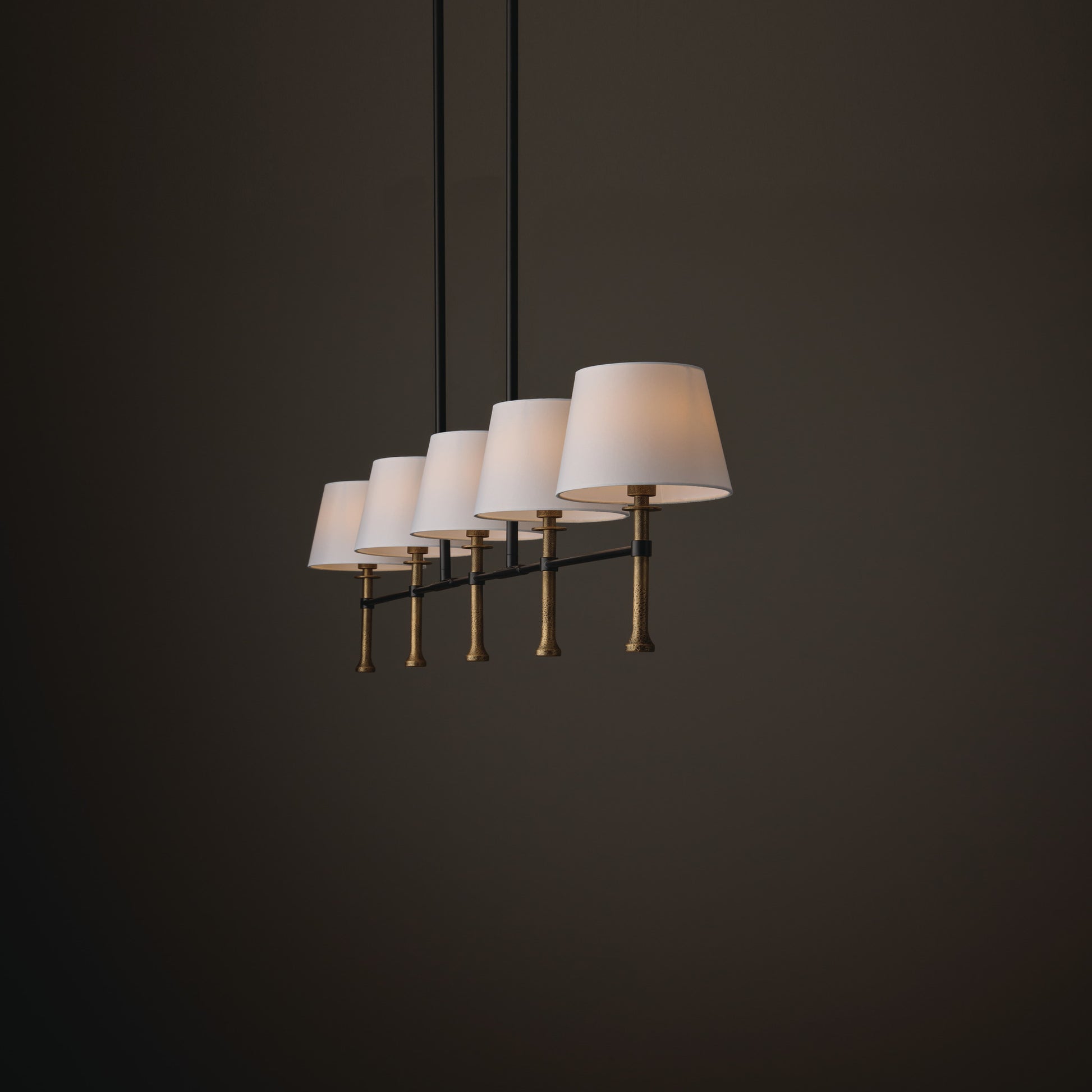 Capital Hollis Linear Chandelier in Matte Black with Hammered Gold