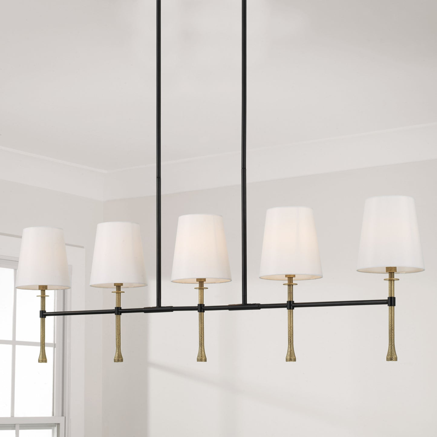 Capital Hollis Linear Chandelier in Matte Black with Hammered Gold