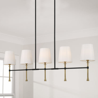 Capital Hollis Linear Chandelier in Matte Black with Hammered Gold