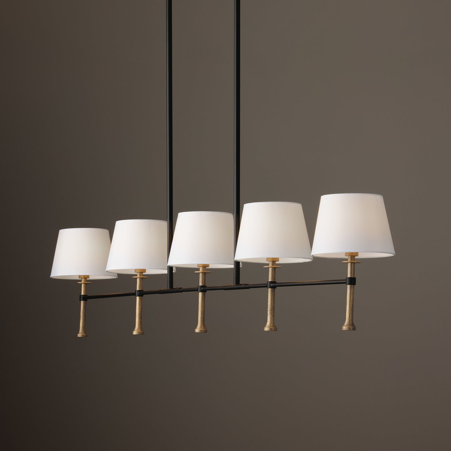Capital Hollis Linear Chandelier in Matte Black with Hammered Gold