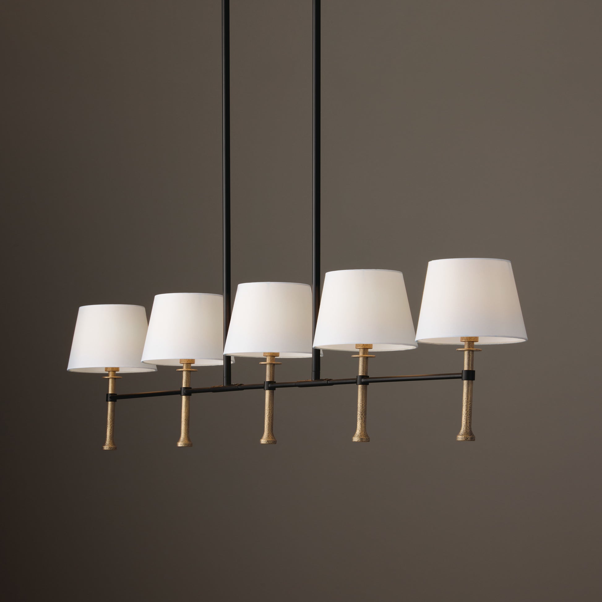 Capital Hollis Linear Chandelier in Matte Black with Hammered Gold
