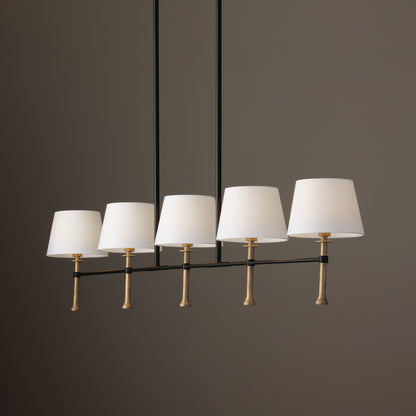 Capital Hollis Linear Chandelier in Matte Black with Hammered Gold