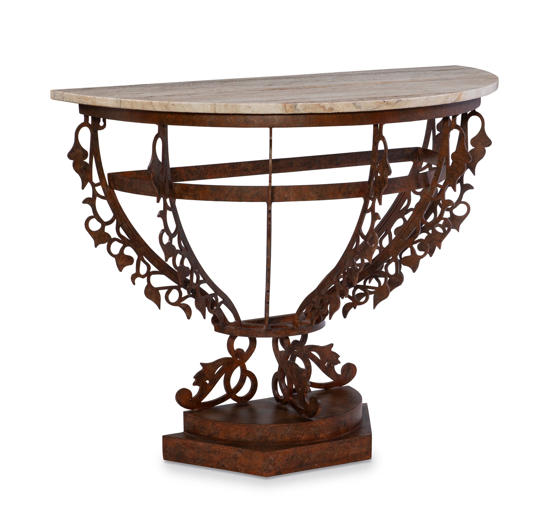 Maitland-Smith Venetian Demilune Console in Brown