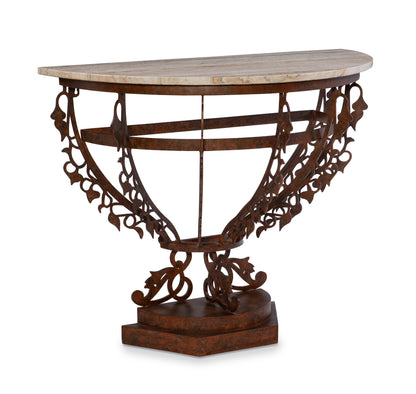 Maitland-Smith Venetian Demilune Console in Brown