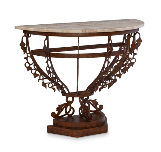 Maitland-Smith Venetian Demilune Console in Brown