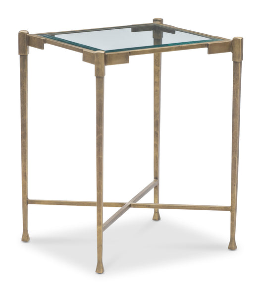 Maitland-Smith Iron Side Table With Glass Top in Gray
