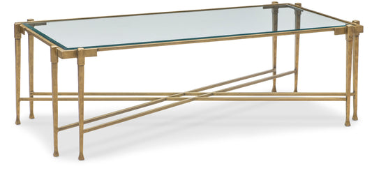 Maitland-Smith Iron Coffee Table With Glass Top in Gray