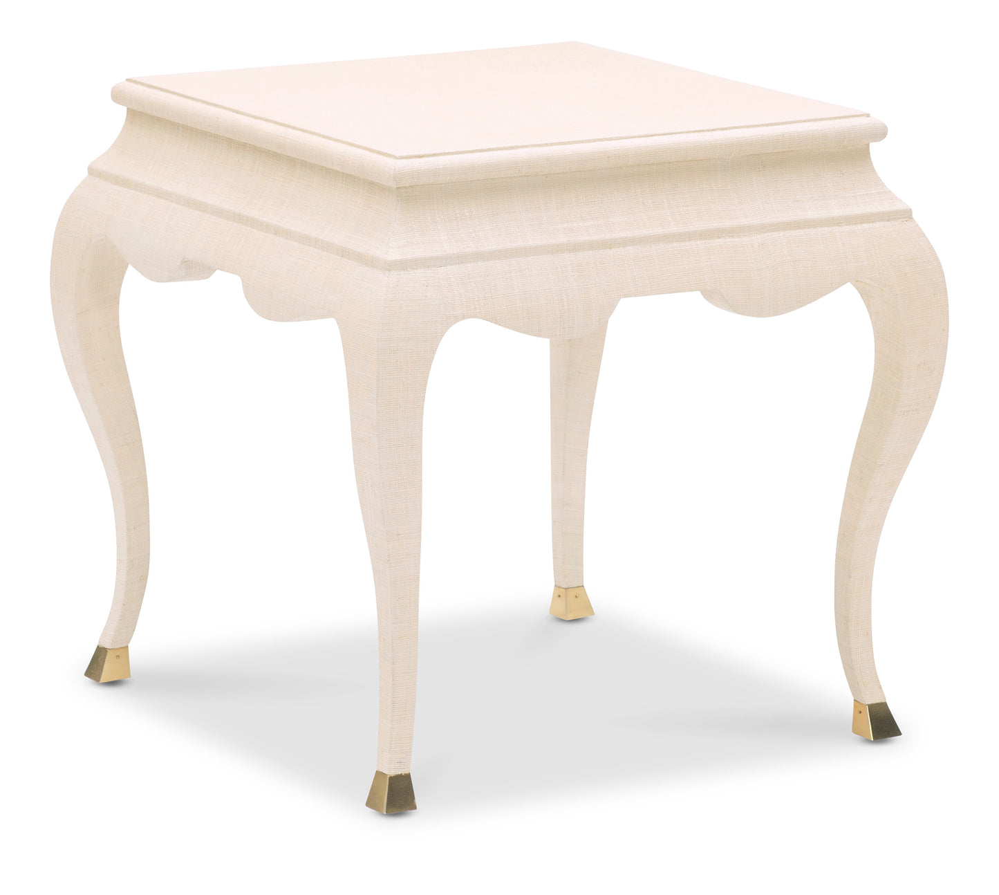 Maitland-Smith Valenciennes Raffia Side Table in Brass